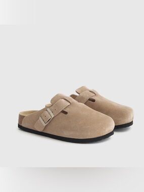 Quince - Water Repellent Suede Clog Mule - Khaki - Size 9